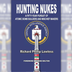 The image displays the book cover of "Hunting Nukes" by Richard Lawless
