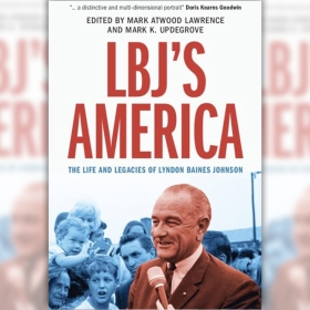 Image displays the book cover of 'LBJ's America'. 
