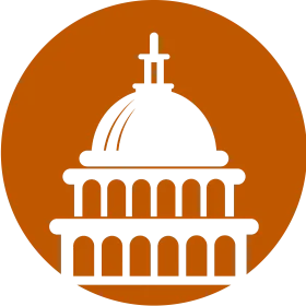 Capitol building against burnt orange backdrop