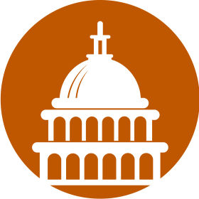 Capitol building against burnt orange backdrop