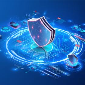 image of shield indicating cybersecurity