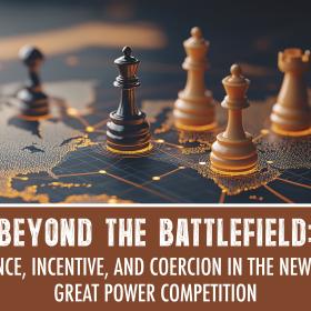 Image of chessboard over global map with event title underneath