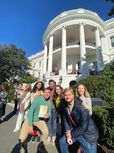 LBJ DC students on white house garden tour 