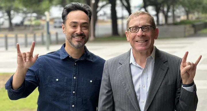 Evan Smith posing with Congressman Joaquin Castro