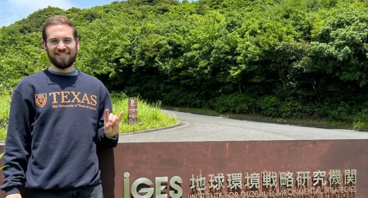 LBJ School student Zander Mintz in Japan as part of his summer internship.