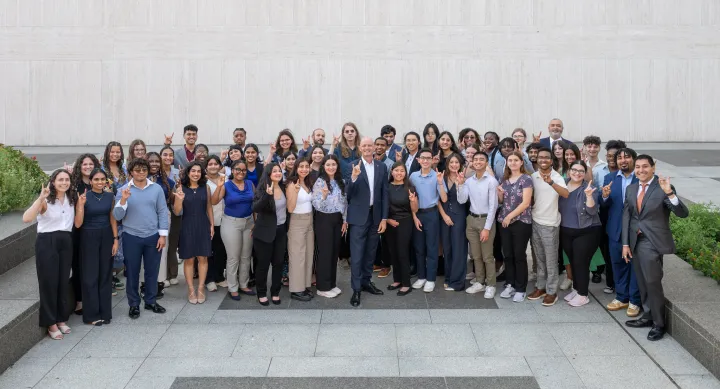 PPIA Public Service Weekend participants posing as a group in front of the LBJ Presidential Library.