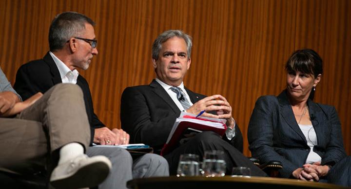Bill Brice of the Downtown Austin Alliance joined Mayor Steve Adler, LifeWorks CEO Susan McDowell and others at A Forum on Homelessness in Austin on Aug. 29, 2019.