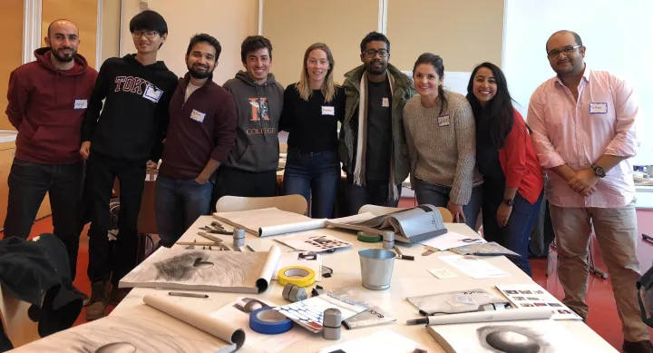 A group of LBJ international master's degree students visit the Art Institute of Chicago as part of a weekend sponsored by the Bollinger Fund.