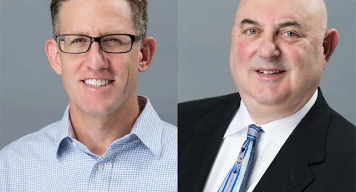 LBJ Professors Josh Busby (right) and David Eaton