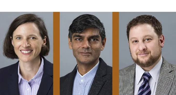 LBJ Professors Erin Lentz, Rajeev Patel and Joshua Eisenman