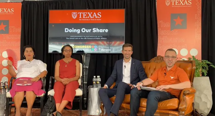 “Doing Our Share” moderated by @iamstevenpedigo of The LBJ School Urban Lab with Ashwini Chhabra of Bird scooters, Spencer Cook the City of Austin Manager, @Twapril director of public policy at Lyft, and @VoteViagran of the San Antonio city council “Doing Our Share” moderated by @iamstevenpedigo of The LBJ School Urban Lab with Ashwini Chhabra of Bird scooters, Spencer Cook the City of Austin Manager, @Twapril director of public policy at Lyft, and @VoteViagran of the San Antonio city council